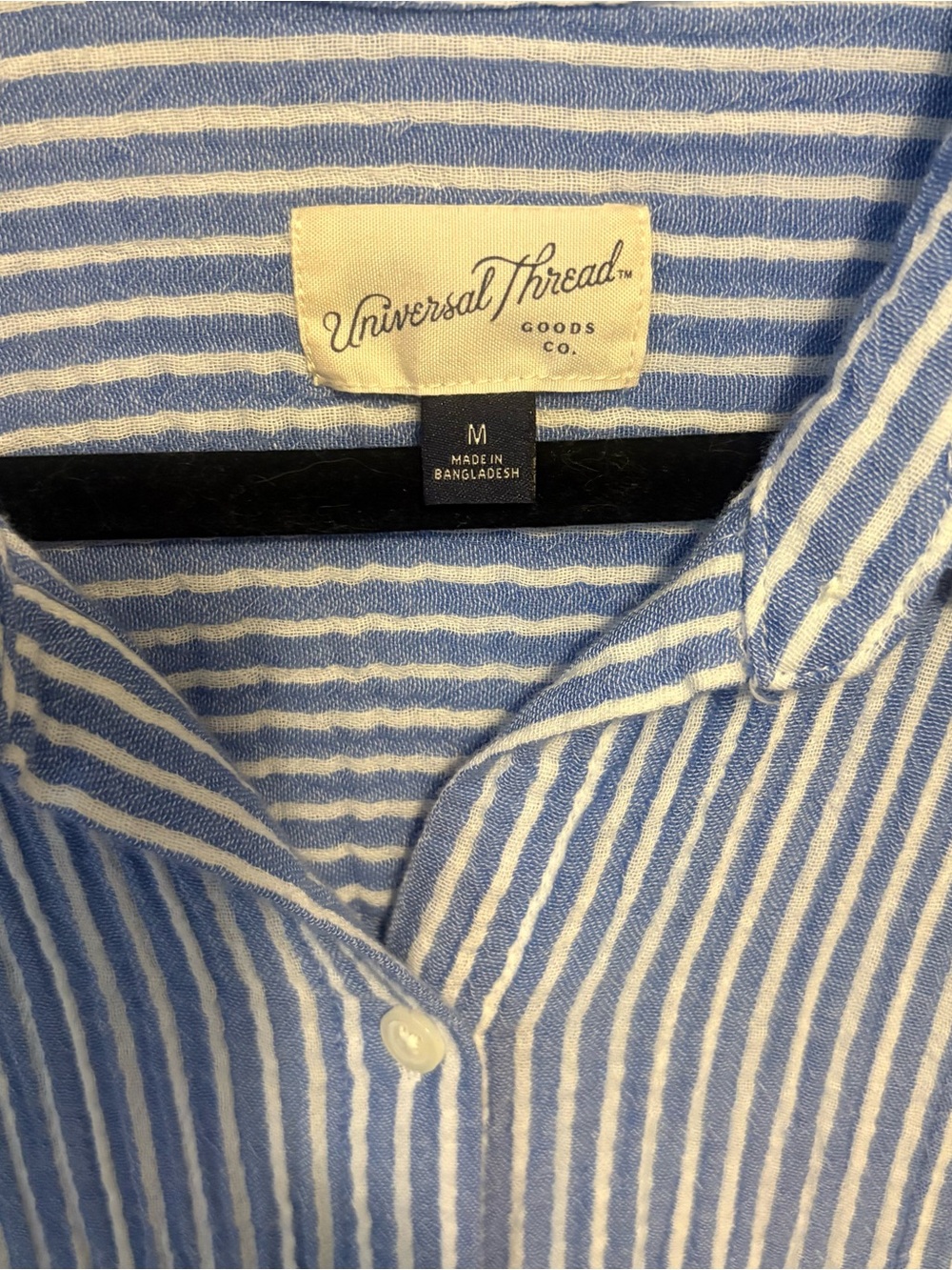 Universal Thread Blue and White Striped Cotton Button-Front Dress - Picture 2 of 3